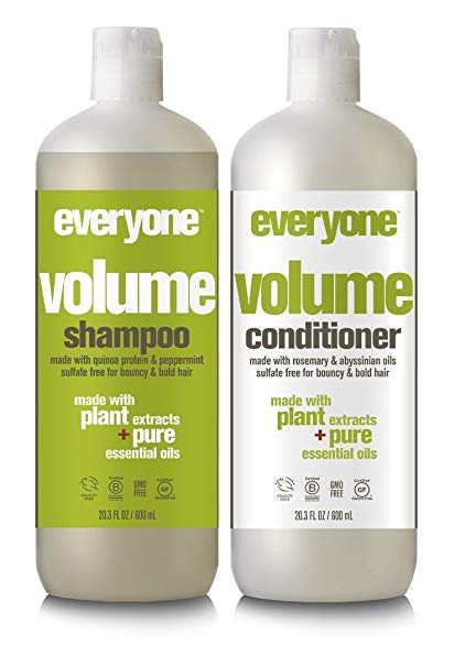 EO Everyone Hair Sulfate Free Volume Shampoo and Conditioner Bundle with Coconut Fruit Extract, Peppermint Oil, Lemon Peel Oil and Rosemary Leaf, 20.3 fl. oz. each