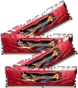 G Skill Ripjaws 4 F4-2666C15Q-32GRR 32GB Kit DDR4-2666 MHz Unbuffered Non-ECC Memory Modules with Heatspreader - Red