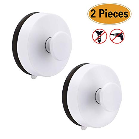 Rmolitty 2 Pcs Suction Cup Hooks, Bathroom Towel Hooks, Shower Hooks Wall Hook Holder for Bedroom,Kitchen,Restroom,Bathroom,Hotel,Brushed Nickel and Wall Mounted