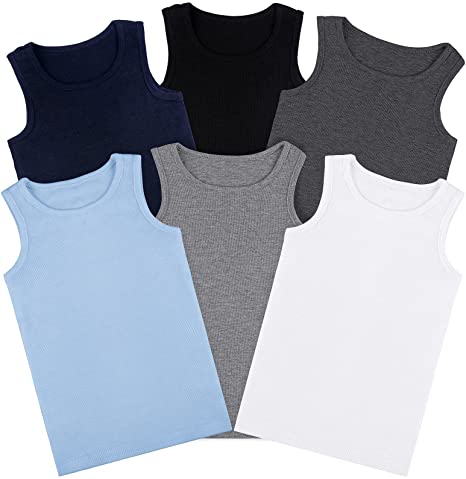 Cooraby 6 Pack Toddler Tank Top Kids Undershirts Soft Undershirt for Boys and Girls