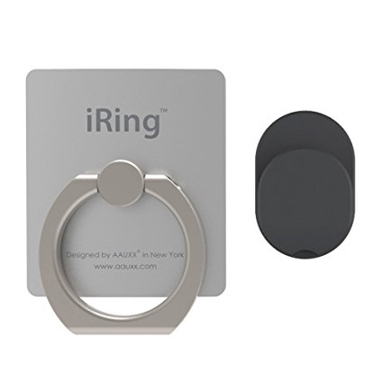 AAUXX iRing Premium Set : Safe Grip and Kickstand for Smartphones and Tablets with Simplest Smartphone Mount - Glacier Silver