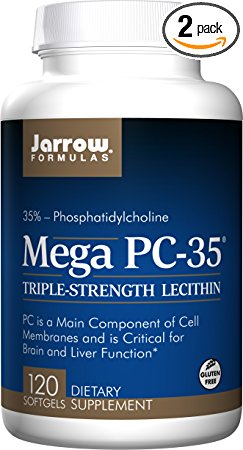 Jarrow Formulas Lecithin Mega-PC 35, Promotes Brain and Liver Function, 120 Softgels (Pack of 2)