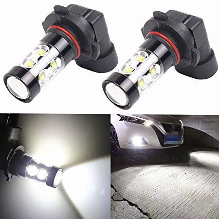 Alla Lighting H10 9145 9140 High Power 50W CREE Extremely Bright 6000K Xenon White LED Lights Bulbs for Car Truck Fog Lights Lamps Replacement