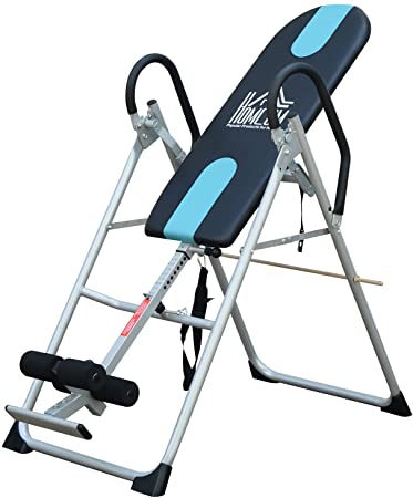 HOMCOM Gravity Inversion Table Foldable Therapy Bench Home Fitness Upside Down Stretching Home Gym Fitness Training Machine Black