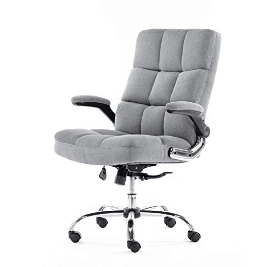 ALEKO ALC3288GR Upholstered Fabric Luxury Office Chair - Gray
