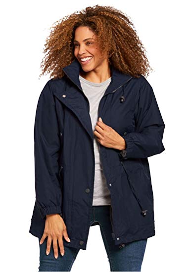 Woman Within Plus Size Weather-Resistant Taslon Anorak