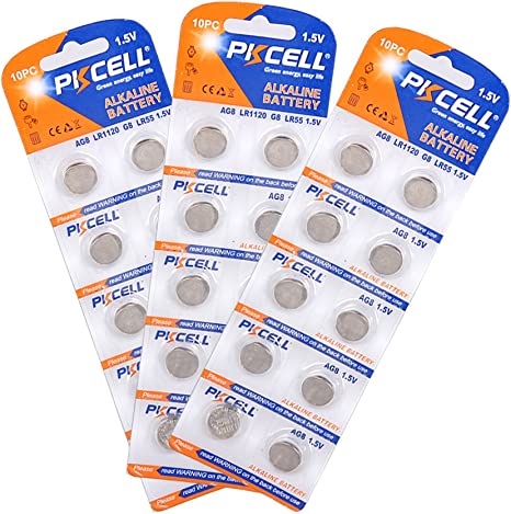 PKCELL 391 LR1120 LR55 AG8 G8 SR1120W 191 1.5V Alkaline Button Cell Watch Batteries 30Pcs