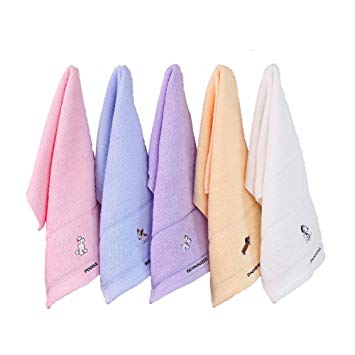 100% Cotton Baby Washcloths, 5-Pack 19.68 x 9.84 Inches Puppy Pattern Ultra Soft Face Towels Absorbent Towels for Kids Baby Bath Towel Shower Towel by Grace (Multi-Puppy)