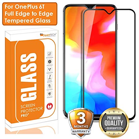 OpenTech® Edge to Edge Tempered Glass Screen Protector for OnePlus 6T with Installation kit