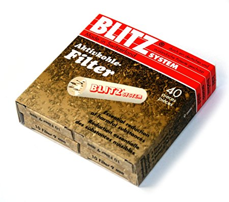 40 x Blitz Charcoal Pipe Filters 9mm