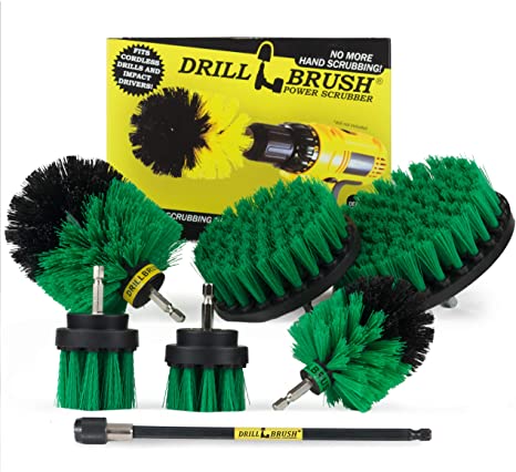 Drillbrush Ultimate Kitchen Cleaning Kit with 7 Inch Extension - Kitchen Cleaning Supplies - Cast Iron Skillet - Drill Brush - Mold Remover - Calcium - Rust - Hard Water - Stove, Burners, Oven Rack