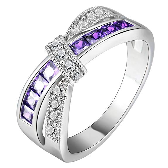 Ginger Lyne Collection Veranda Cross Knot Purple Cubic Zirconia Ring