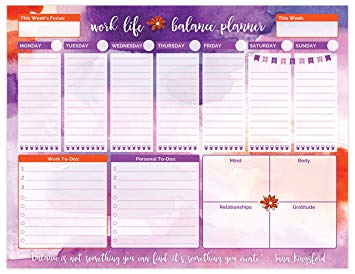 bloom daily planners Work/Life Balance Planning Pad - Tear Off Weekly Work and Personal To Do Pad - Planning System To Do Pad - 8.5" x 11"