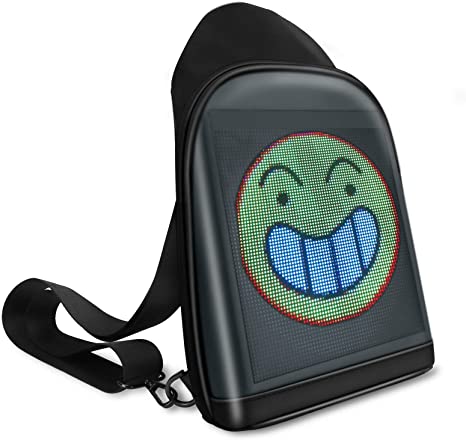 Tesinll DIY Fashion Chest Bag With LED Full-Color Screen,Casual Daypack Backpacks,Fanny Pack,Crossbody Bags for Men.