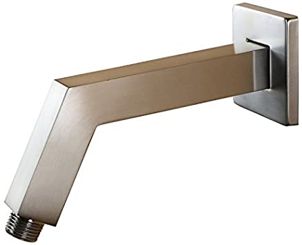 Weirun Bathroom 1/2 inch NPT All Brass 6.8-Inch Square Shower Arm with Flange Wall Mount, Brushed Nickel