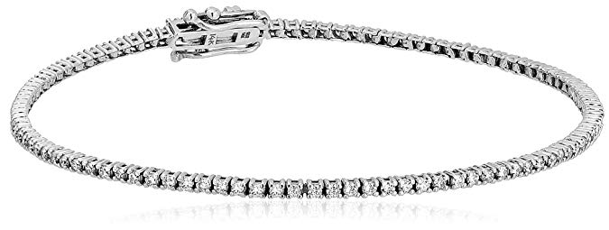 1 Carat Certified 14K White Gold Diamond Tennis Bracelet with Double Click Safety Clasp