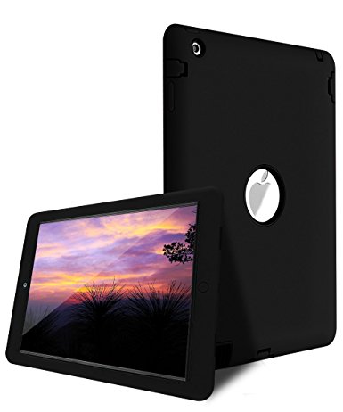 TOPSKY [Kids Proof] iPad 2 Case,iPad 3 Case,iPad 4 Case,Shock-Absorption High Impact Resistant Hybrid Armor Defender Shockproof Case Cover For iPad 2/3/4 (Only For 9.7 inch iPad), Black