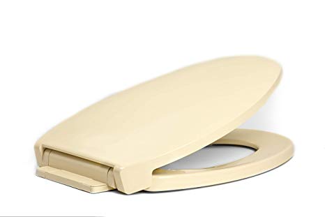 Centoco 1700SC-106 Elongated Plastic Toilet Seat with Safety Close, Luxury Model, Heavy Duty Residential, Bone