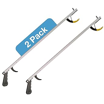 Sammons Preston Reacher, Standard 32", Grabber Reacher Tool, Lightweight Trash Picker Grabber & Garden Nabber, Aluminum Picker Up Tool & Reaching Claw, Portable Reaching Assist & Dressing Tool, 2 Pack