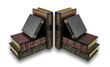 Classic Wooden Book Bookends Library W/ Hidden Drawers