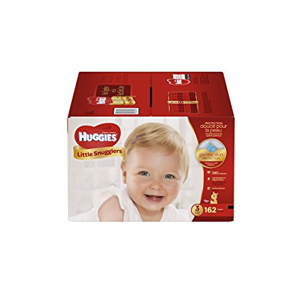 HUGGIES LITTLE SNUGGLERS, Baby Diapers, Size 3, 162ct