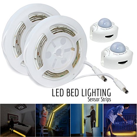 ESVNE LED Digital Bed-lighting Motion Sensor Light Strips Kit with UL Power Supply ,Activated Automatic Sensor LED Night Bed Light with Timer for Bed, Hallways, Stairs,Under Cabinet,Bedroom,Doorway