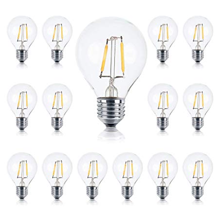 Brightech – Ambience PRO LED G40/G45 1 Watt Warm White 2700K Bulb – Use to Replace High-Heat, High-Cost incandescent bulbs in Outdoor String Lights – Edison-inspired Exposed Filaments Design- 15 Pack