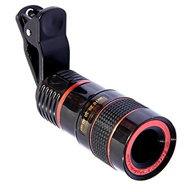 Blue Lightning Telescope Camera Lens HD 8X Optical Zoom Telescope Camera Lens for Mobile Phone with Universal Clip Suitable for iPhone Samsung LG Asus Sony iPad
