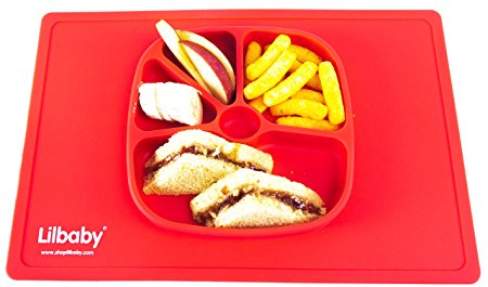 Placemat and Plate Suction Silicone by Lilbaby (Geometric Shape, Red)