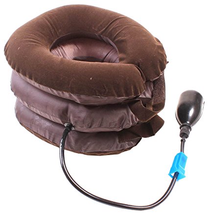 Cervical Neck Traction Device for Neck Pain Relief, Shoulder Pain, Brown_1