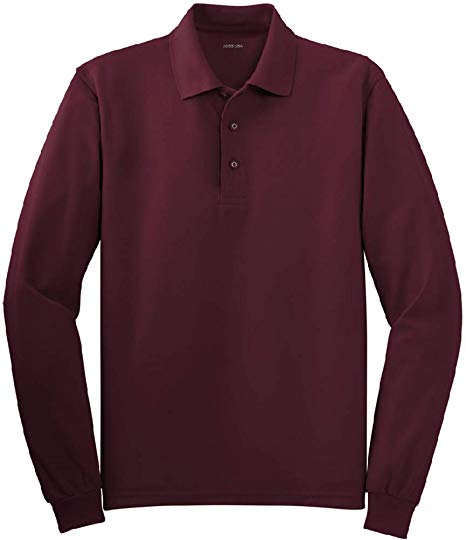 Joe's USA Mens Long Sleeve Polo Shirts in 10 Colors. Regular and Tall Sizes: XS-6XL