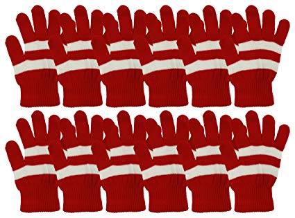 Winter Magic Gloves, 12 Pairs Stretchy Warm Knit Bulk Pack Mens Womens,
