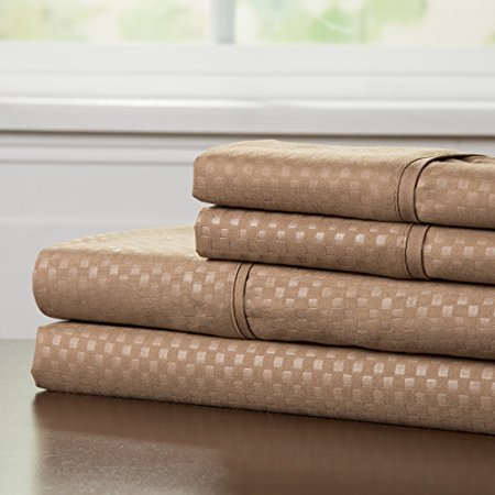 Lavish Home Embossed Sheet Set, Taupe, Full