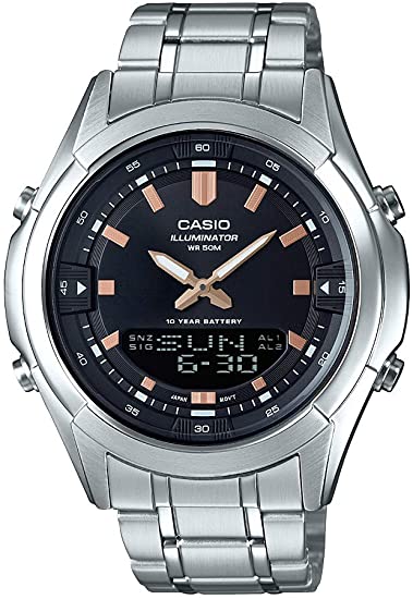 Casio Men's Dress Quartz Watch with Stainless-Steel Strap, Silver, 21.6 (Model: AMW-840D-1ACVCF)