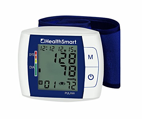 HealthSmart Premium Talking Digital Wrist Blood Pressure Monitor, Bilingual, Two-User Memory, Blue