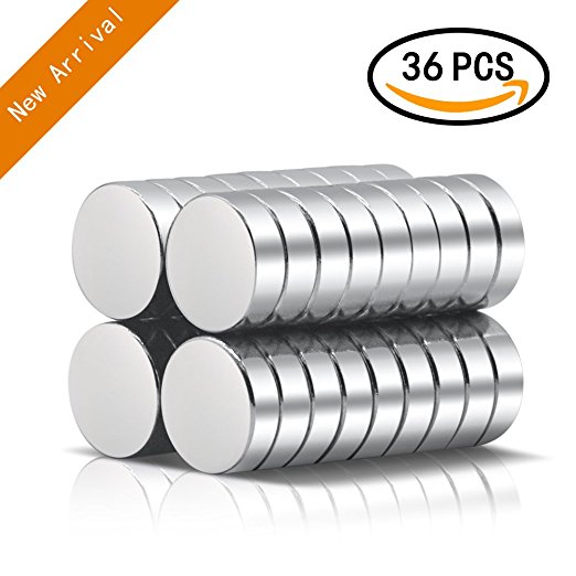 A AULIFE Refrigerator Magnets,36PCS Premium Brushed Nickel Fridge Magnets,Round Magnets,Office Magnets - 10 X 3 mm