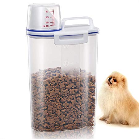 Dog Food Container Dry Food, Cat Food Storage - GLCON Airtight Pet Food Storage Containers for Dog with Pour Spout   Measuring Cup BPA Free Plastic Dry Birds Fish Food Dispenser