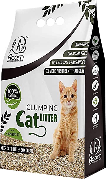 Acorn Clumping Cat Litter | 100% Natural | Dust Free | Super Absorbent | Chemical Free | ((10L) (4.5kg))