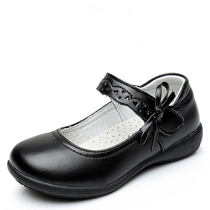 Maxu Girl Uniform Leather Mary Jane Flat Shoes(Toddler/Little Kid/Big Kid)