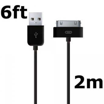 [Apple Certified] 6ft USB to 30pin Black Cable Cord Data Charger Iphone 4/4s