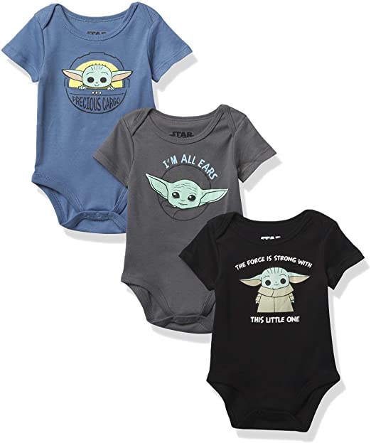 Star Wars baby-boys Baby Yoda Bodysuit Three Pack - Star Wars Baby Clothes