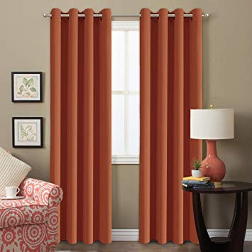 H.VERSAILTEX Ultra Soft Thermal Insulated Blackout Window Curtain,52" W by 84" L-Orange Ochre