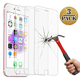 Screen Protector for iPhone 6 plus /6s Plus 5.5” (3 packs), Jusney 0.33mm Thin 9H Hard Crystal Clear Tempered-Glass High Response 3D Touch for Apple iPhone6s plus iphone6 plus