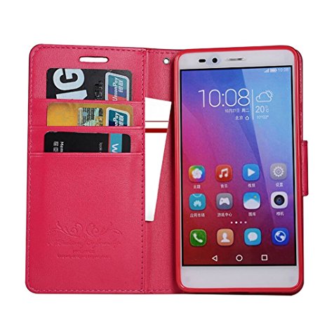 Huawei Sensa Case 4G LTE / Huawei honor 5X Case, MicroP(TM) Side Flip Pu Leather Cover Pc Hard Case Shell Compatible - PU Leather Wallet for HUAWEI HONOR 5X / Huawei Sensa 4G LTE (Rose Leather Cover)