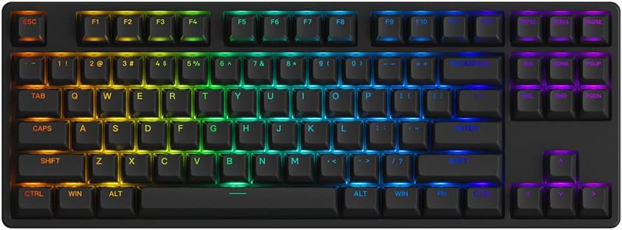 Akko 5087S TKL Mechanical Keyboard Black with PBT Shine-Through Keycaps, RGB Backlit, Hot-swappable, Linear Switches, NKRO Roller, 87 Keys Wired Gaming Keyboard for Windows Mac PC Games