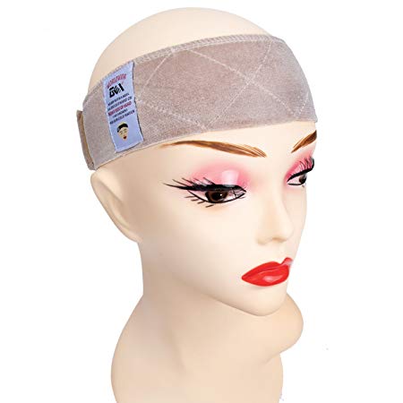 GEX Beauty Flexible Velvet Wig Grip Scarf Head Hair Band Wig Band Adjustable Fastern (Beige)