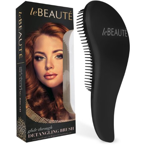 Le Beaute® Detangling Hair Brush - Best Professional Salon Quality Wet & Dry Brush For Tangles w/ No Pain - Great For Thick, Wavy, Curly, or Thin Hair on Women, Girls & Kids - Black