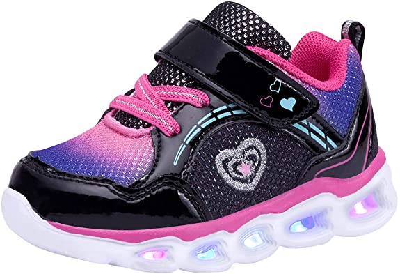 COODO Toddler Kid Girls Sneakers Flashing Glitter Shoes