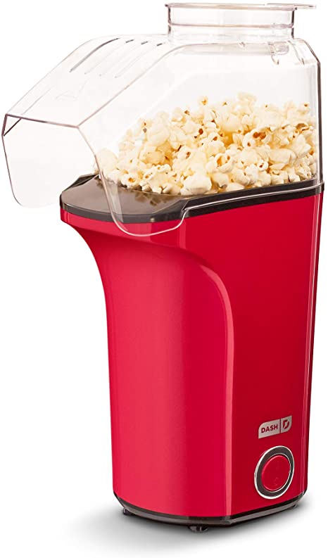 DASH DAPP150V2RD04 Hot Air Popcorn Popper Maker with Measuring Cup to Portion Popping Corn Kernels   Melt Butter, 16, Red