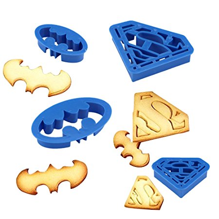 Ecoring Cookie Cutters, Kootips 4Pcs/set Batman Superman Baking Fondant Cookie Cutters Cake Decoration